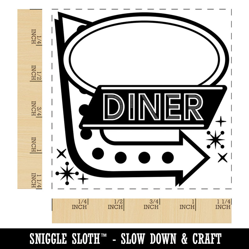 Blank Retro Diner Sign with Arrow Square Rubber Stamp for Stamping Crafting