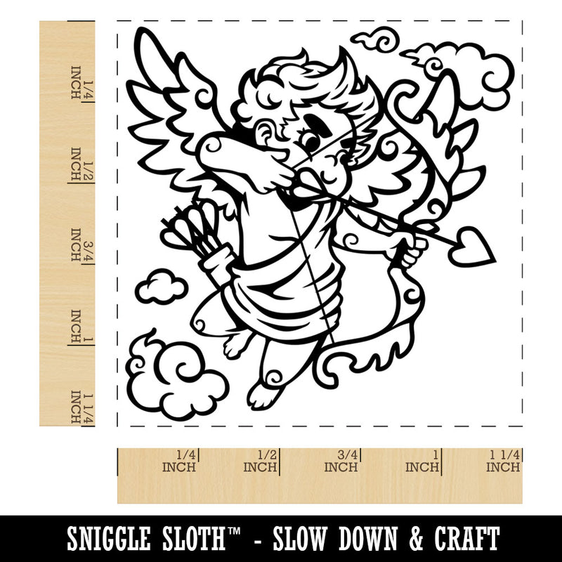 Cupid Shooting Love Arrow for Valentine's Day Square Rubber Stamp for Stamping Crafting