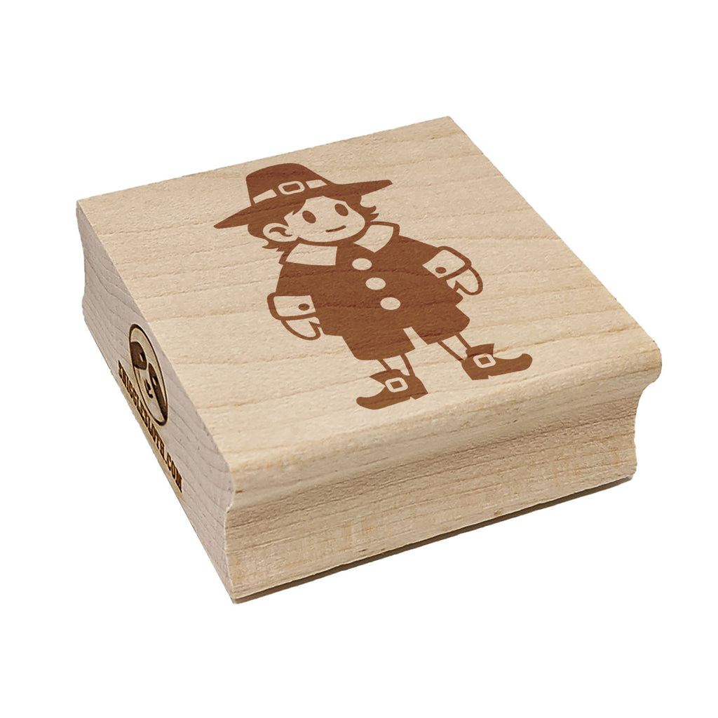Cute Thanksgiving Pilgrim Boy Square Rubber Stamp for Stamping Crafting
