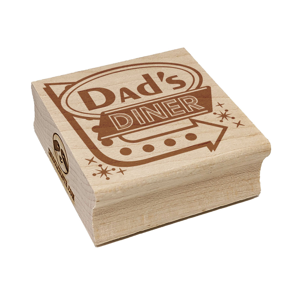 Dad's Retro Diner Sign with Arrow Square Rubber Stamp for Stamping Crafting