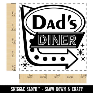 Dad's Retro Diner Sign with Arrow Square Rubber Stamp for Stamping Crafting