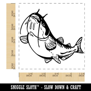 Fat Catfish with Whiskers and Stripes Square Rubber Stamp for Stamping Crafting