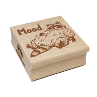 Fluffy Lazy Raccoon Mood Square Rubber Stamp for Stamping Crafting
