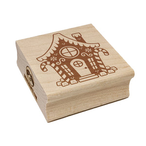 Gingerbread House with Peppermint and Gumdrops Christmas Square Rubber Stamp for Stamping Crafting