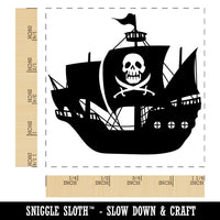 Haunted Ghost Pirate Ship with Jolly Roger Square Rubber Stamp for Stamping Crafting