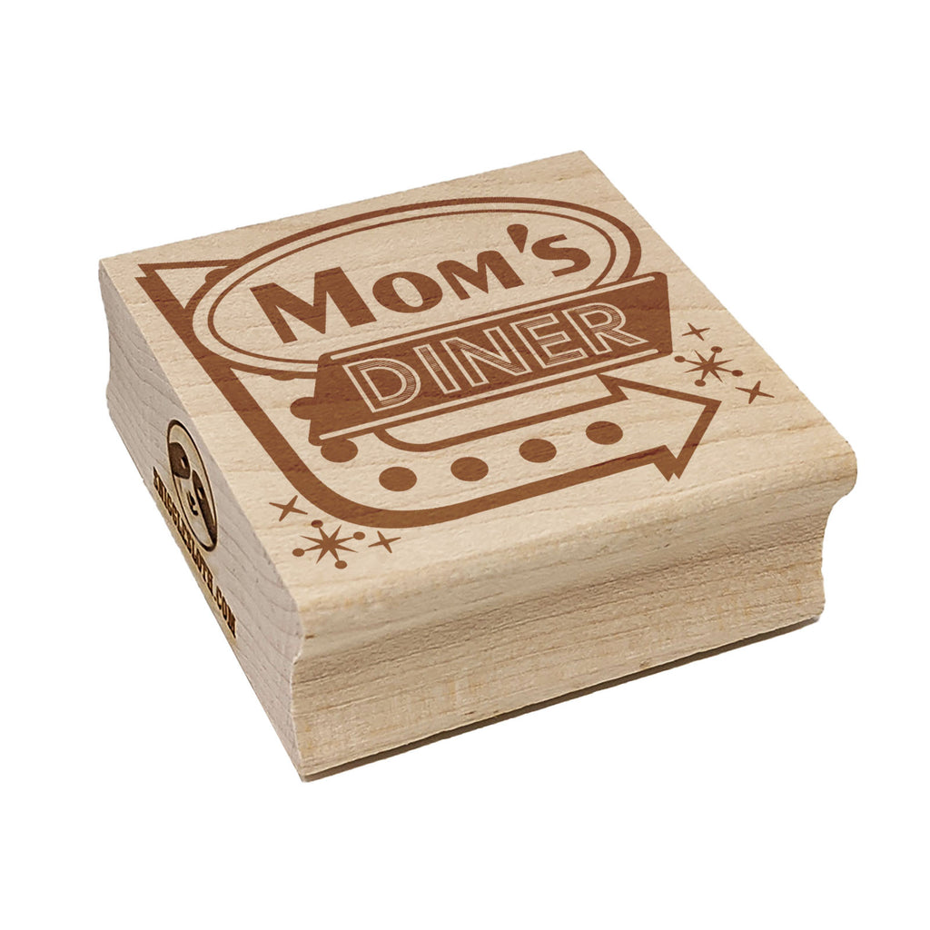 Mom's Retro Diner Sign with Arrow Square Rubber Stamp for Stamping Crafting
