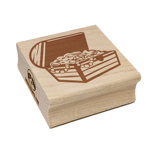 Open Treasure Chest with Gold Pirate Booty Square Rubber Stamp for Stamping Crafting