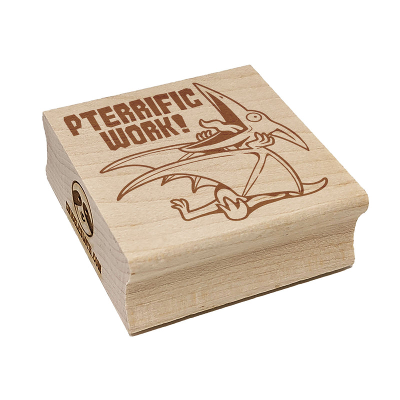 Pterodactyl Pteranodon Pterrific Terrific Work Teacher Recognition Square Rubber Stamp for Stamping Crafting