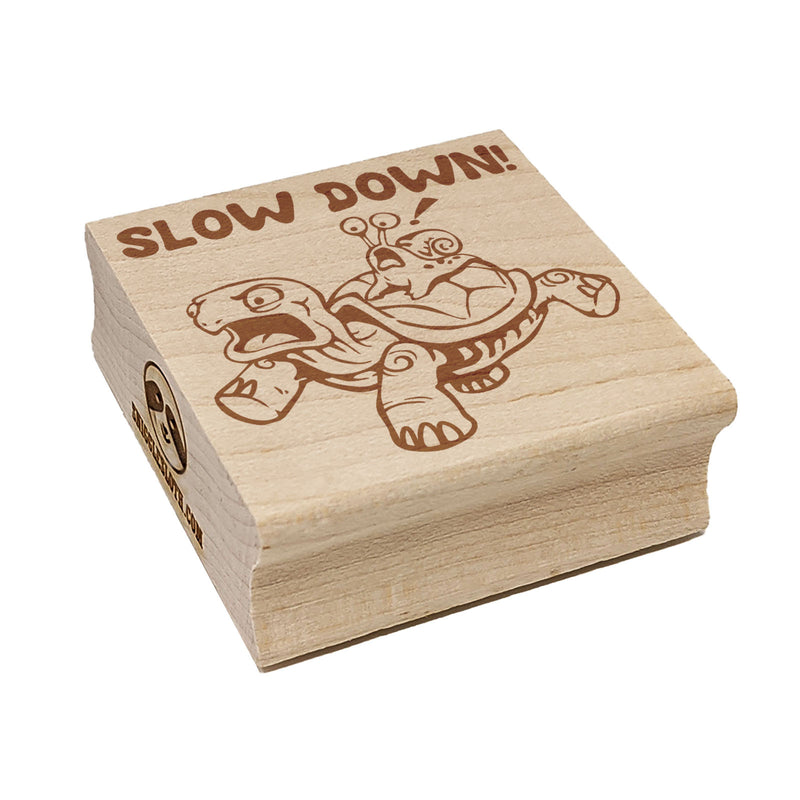 Slow Down Turtle Tortoise and Snail Square Rubber Stamp for Stamping Crafting