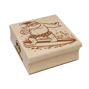 Surfing Santa Claus Christmas Square Rubber Stamp for Stamping Crafting