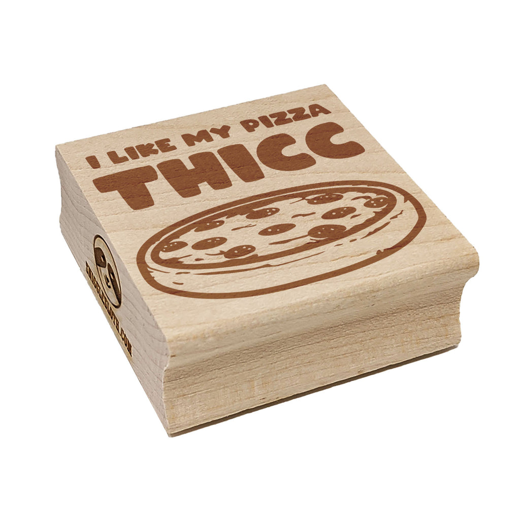 Thicc Thick Chicago Deep Dish Pizza Square Rubber Stamp for Stamping Crafting