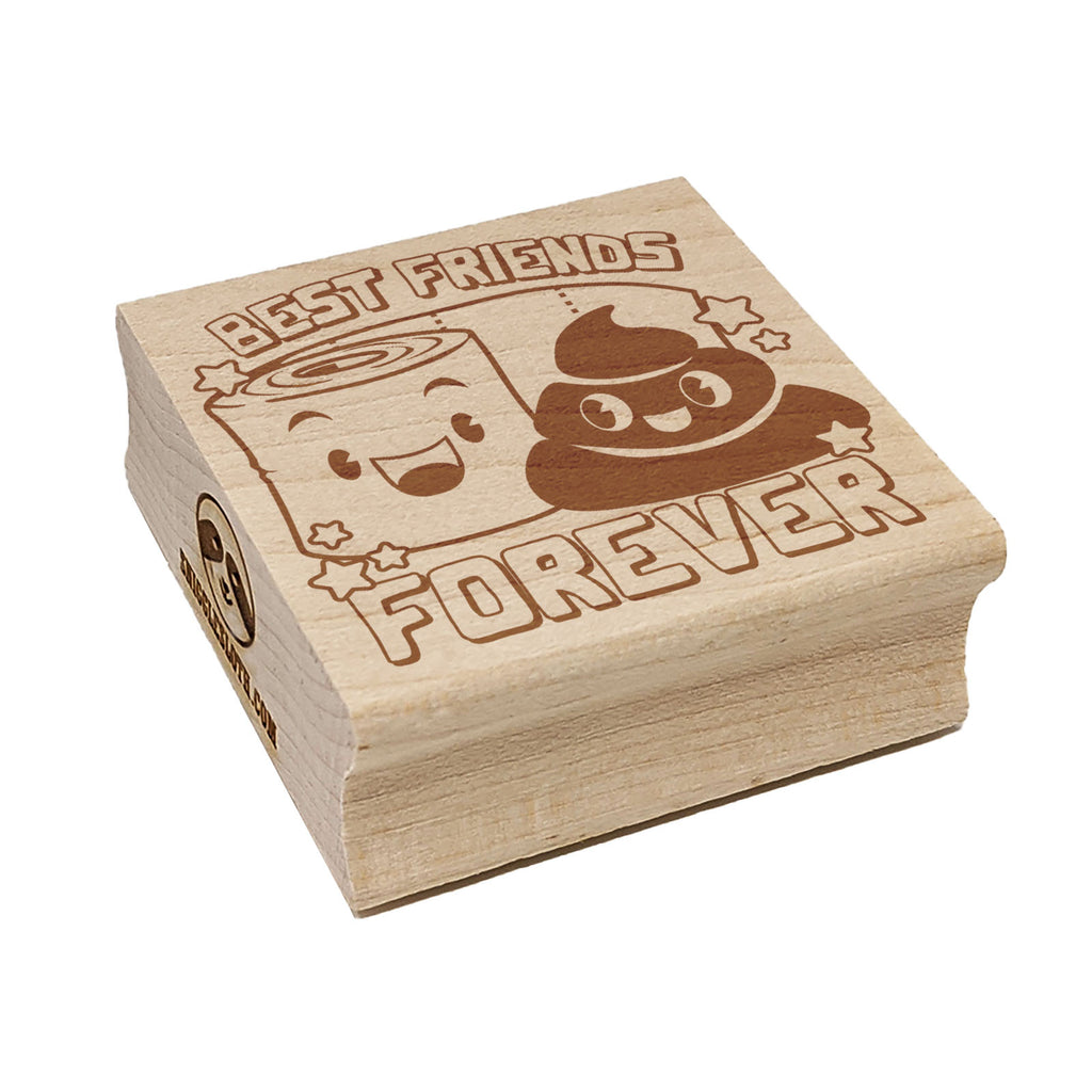 Toilet Paper and Poop Best Friends Forever Friendship Love Square Rubber Stamp for Stamping Crafting