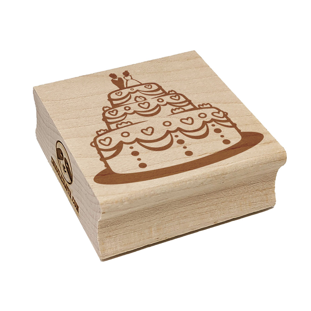 Wedding Cake with Bride and Groom Square Rubber Stamp for Stamping Crafting