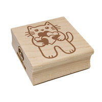 Cat Holding Bunch of Hearts Love Anniversary Valentine's Day Square Rubber Stamp for Stamping Crafting