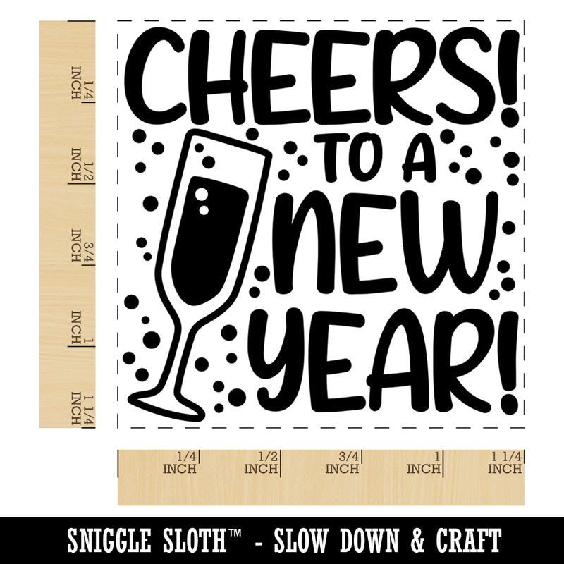 Cheers to a New Year Square Rubber Stamp for Stamping Crafting