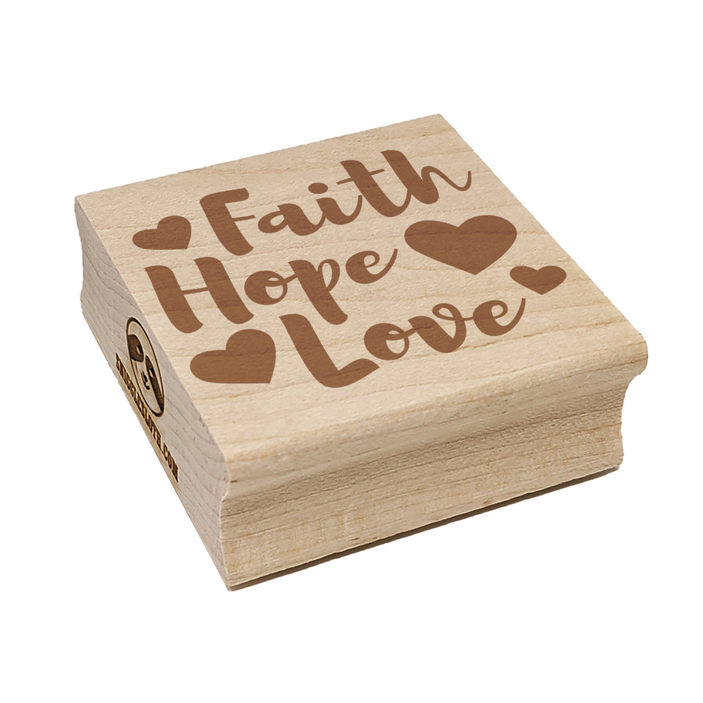 Faith Hope Love with Hearts Square Rubber Stamp for Stamping Crafting