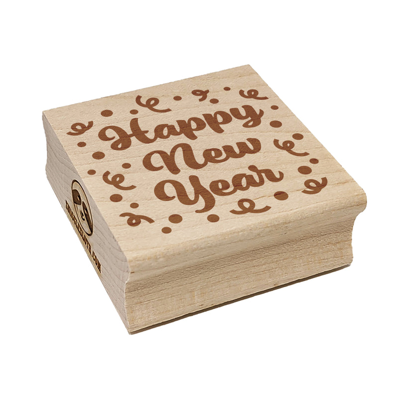 Happy New Year Confetti Square Rubber Stamp for Stamping Crafting