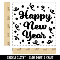 Happy New Year Confetti Square Rubber Stamp for Stamping Crafting