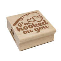 I'm Hooked On You Fishing Pole Love Anniversary Valentine's Day Square Rubber Stamp for Stamping Crafting
