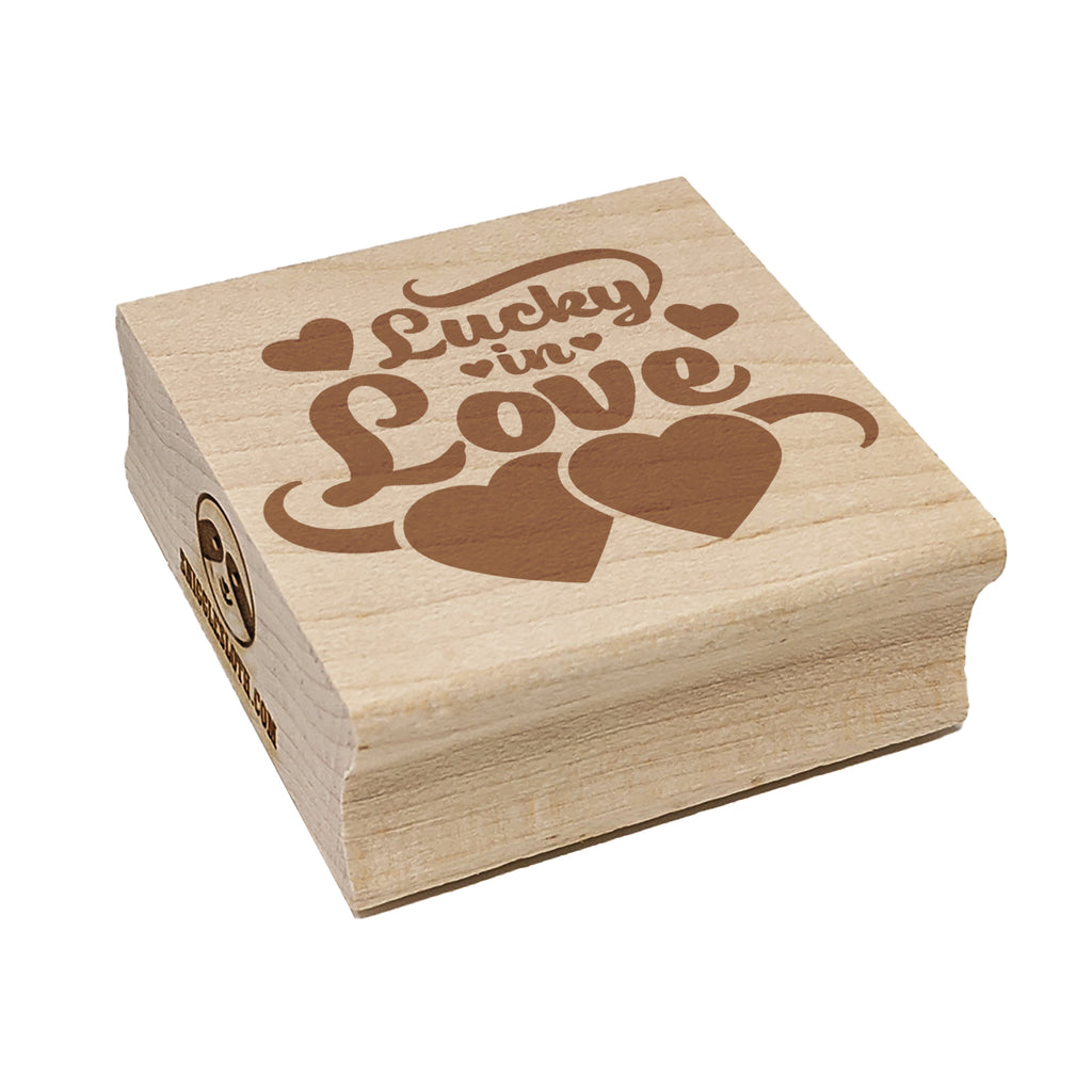 Lucky in Love with Hearts Anniversary Valentine's Day Square Rubber Stamp for Stamping Crafting