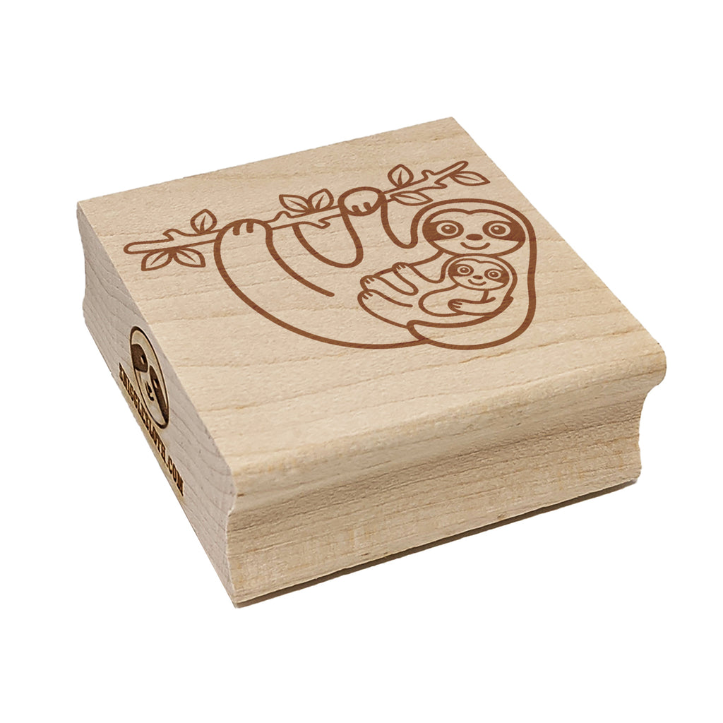 Mother and Baby Sloth Square Rubber Stamp for Stamping Crafting