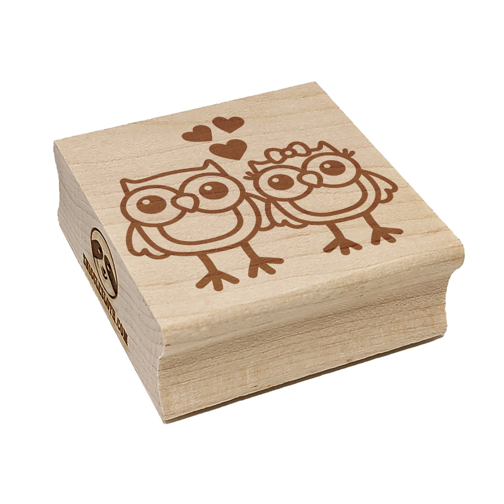 Owls in Love Anniversary Valentine's Day Square Rubber Stamp for Stamping Crafting