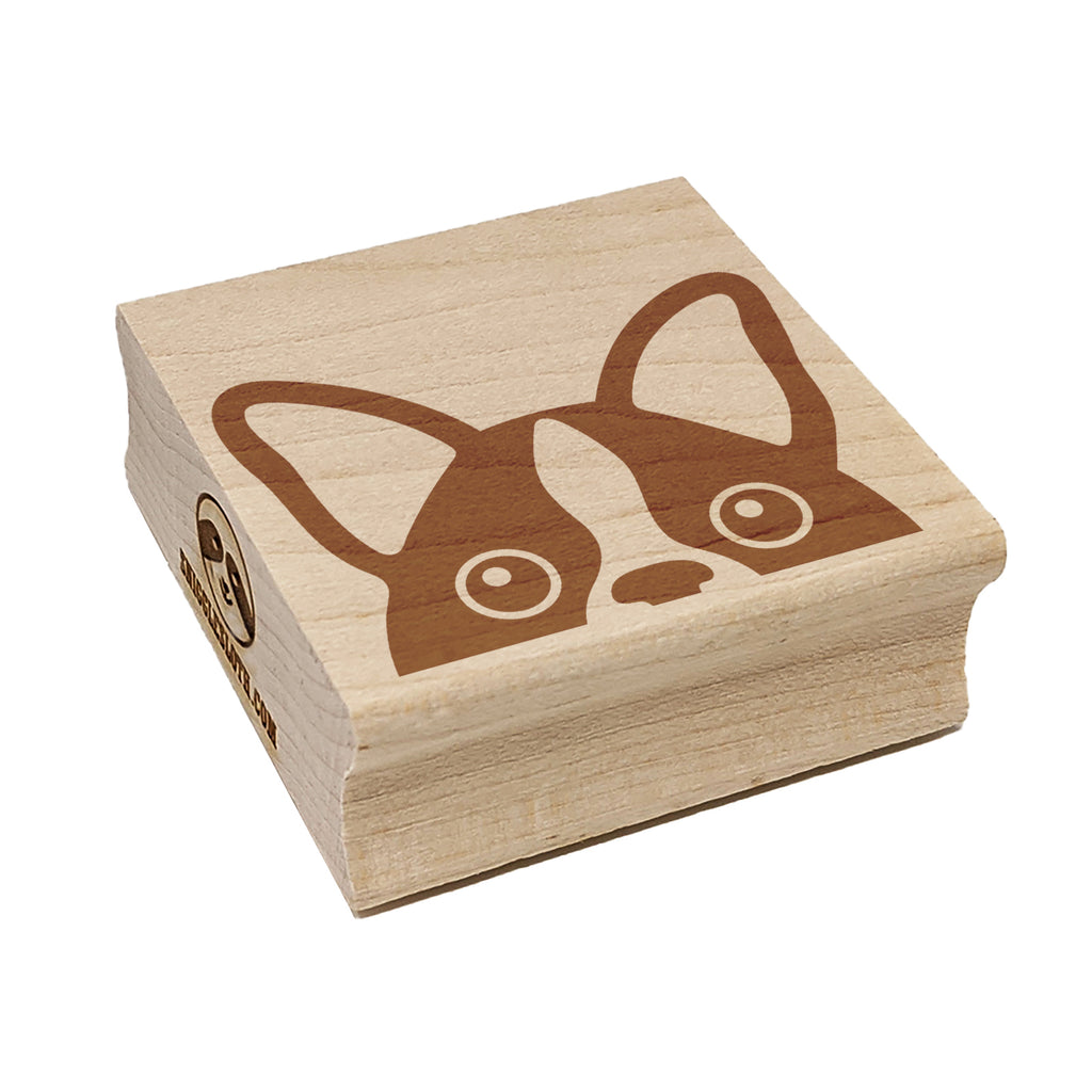 Peeking Boston Terrier Dog Square Rubber Stamp for Stamping Crafting