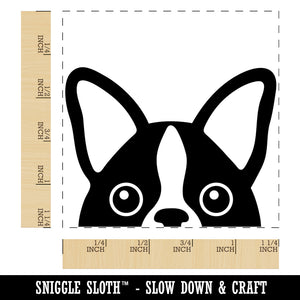 Peeking Boston Terrier Dog Square Rubber Stamp for Stamping Crafting