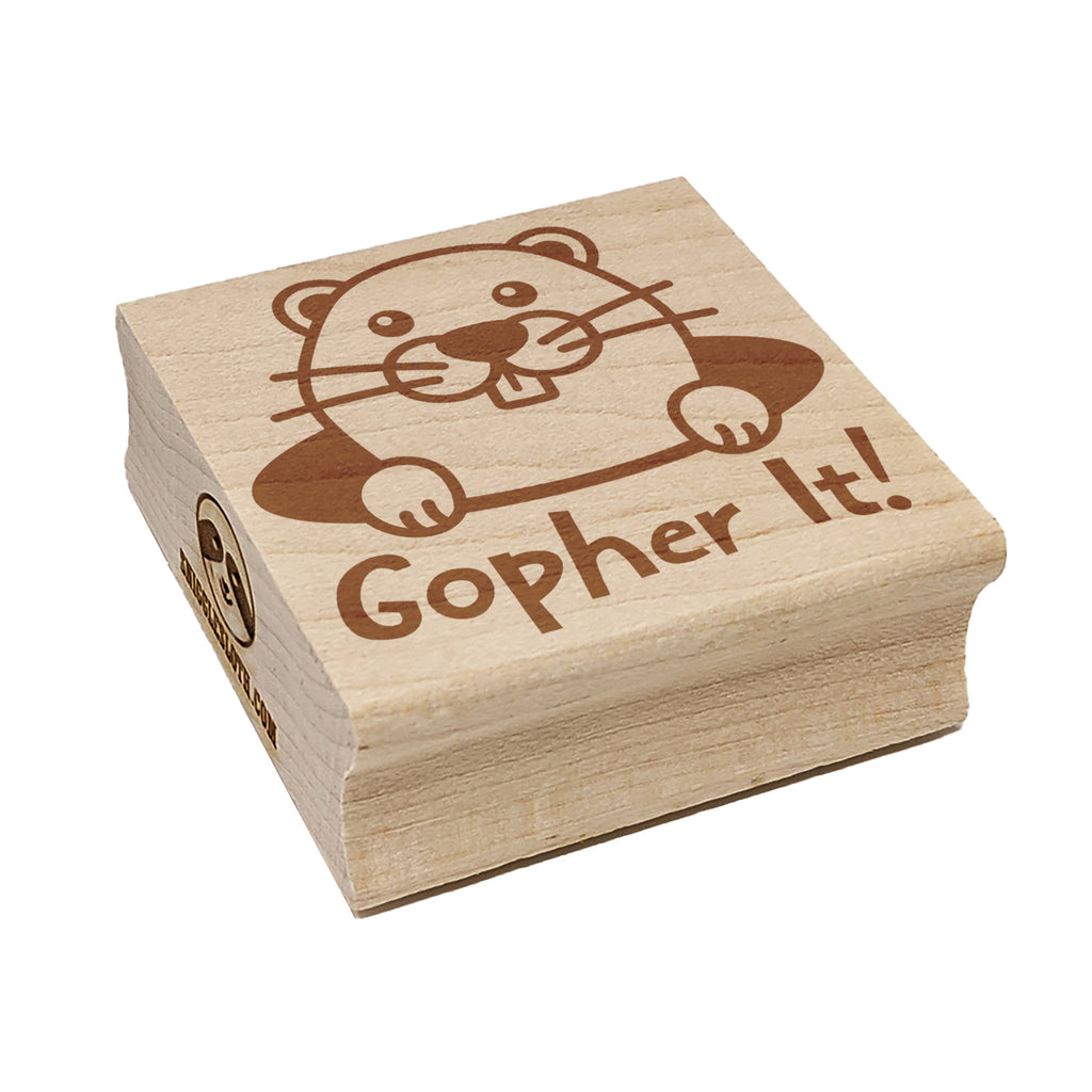 Peeking Gopher Go For It Square Rubber Stamp for Stamping Crafting