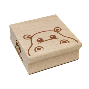 Peeking Hippopotamus Square Rubber Stamp for Stamping Crafting