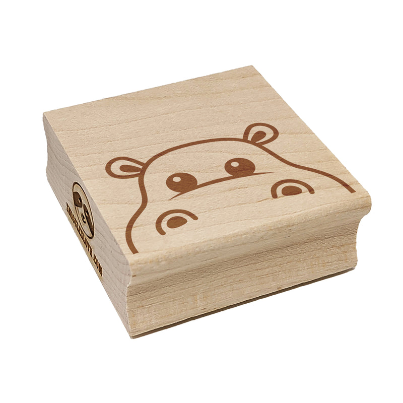 Peeking Hippopotamus Square Rubber Stamp for Stamping Crafting