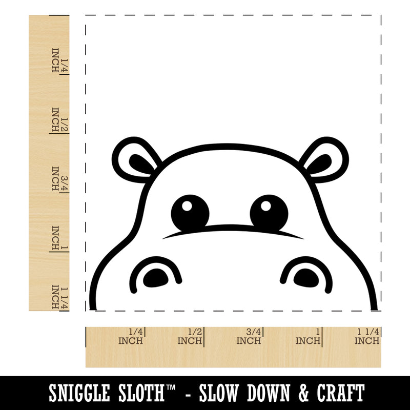 Peeking Hippopotamus Square Rubber Stamp for Stamping Crafting