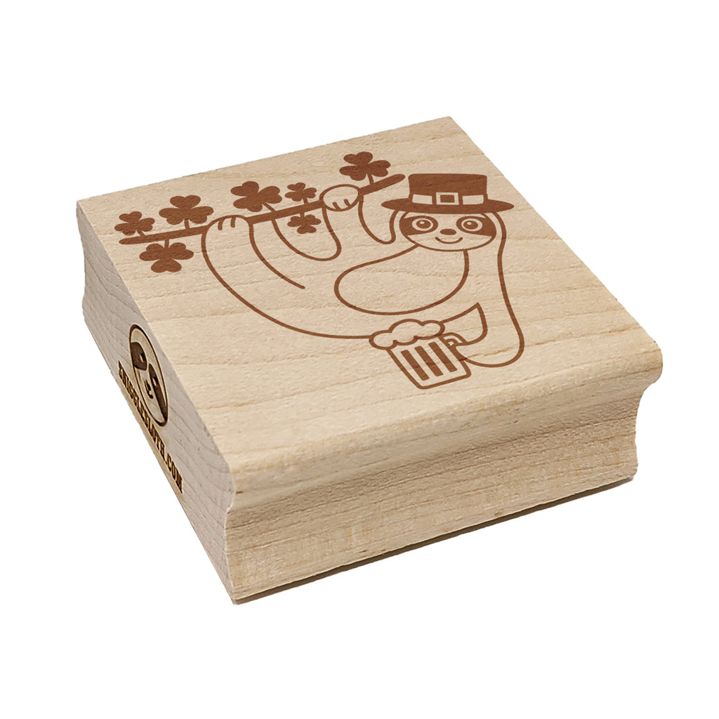 Saint Patrick's Day Sloth Lucky Irish Drinking Beer Square Rubber Stamp for Stamping Crafting
