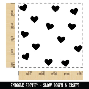 Scattered Hearts Love Anniversary Valentine's Day Square Rubber Stamp for Stamping Crafting