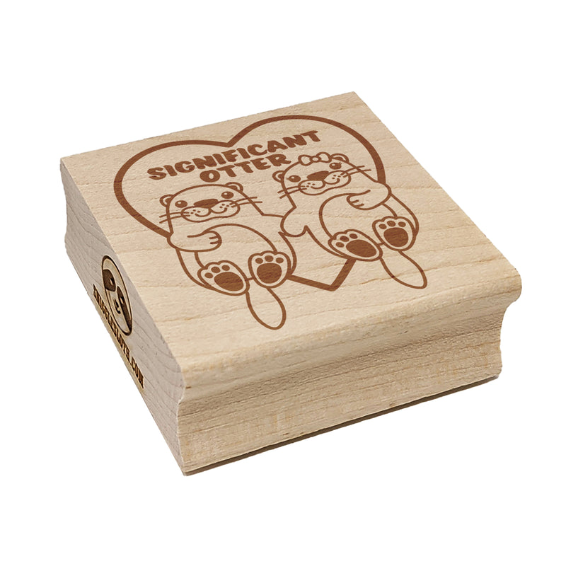 Significant Otter Other Holding Hands Love Anniversary Valentine's Day Square Rubber Stamp for Stamping Crafting