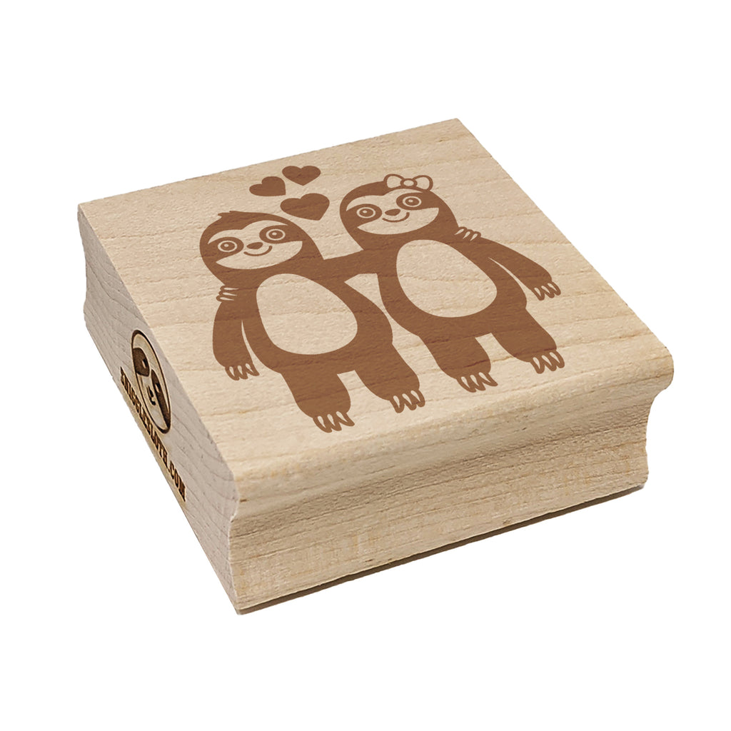 Sloth Friends Love Anniversary Valentine's Day Square Rubber Stamp for Stamping Crafting