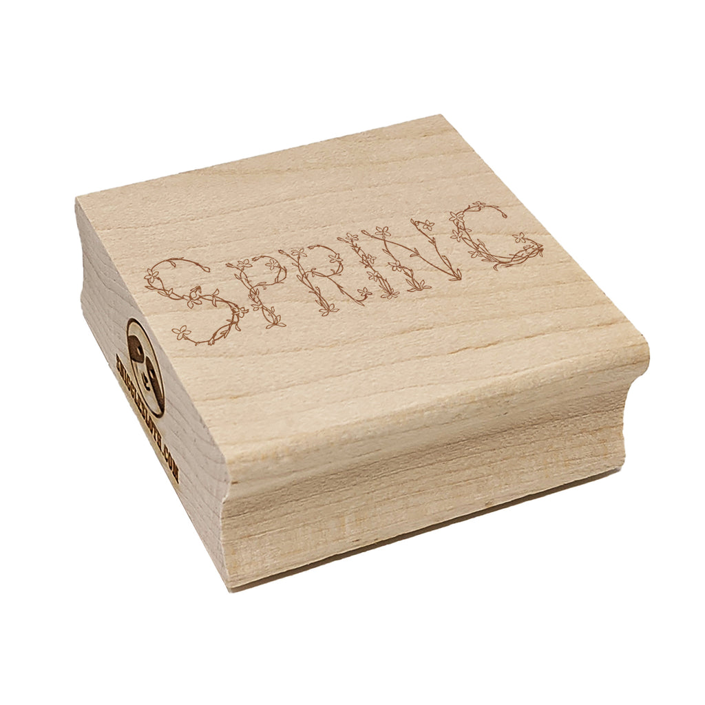 Spring Floral Text Square Rubber Stamp for Stamping Crafting