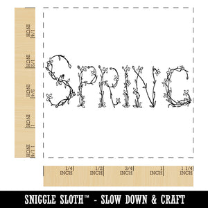 Spring Floral Text Square Rubber Stamp for Stamping Crafting