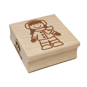 Stick Figure Winter Girl Square Rubber Stamp for Stamping Crafting