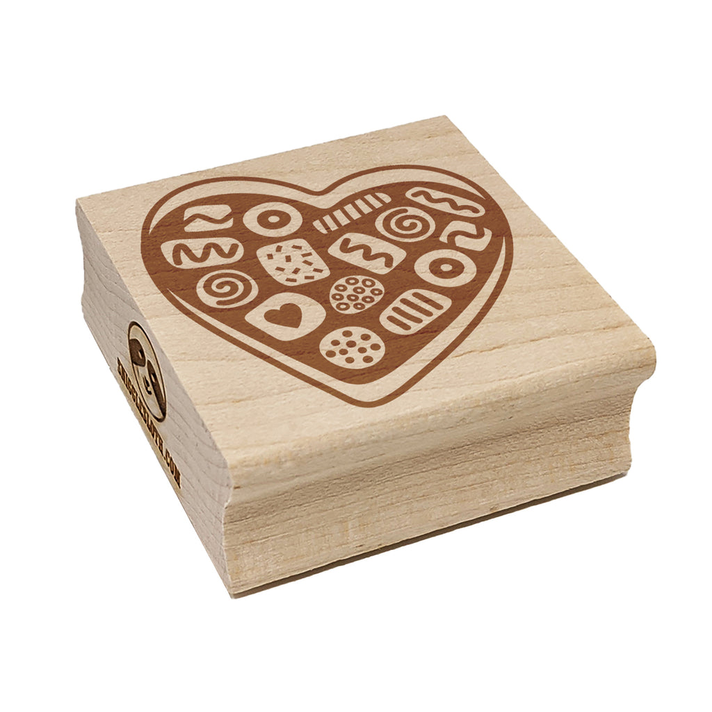 Valentine's Day Heart Box Of Chocolates Square Rubber Stamp for Stamping Crafting