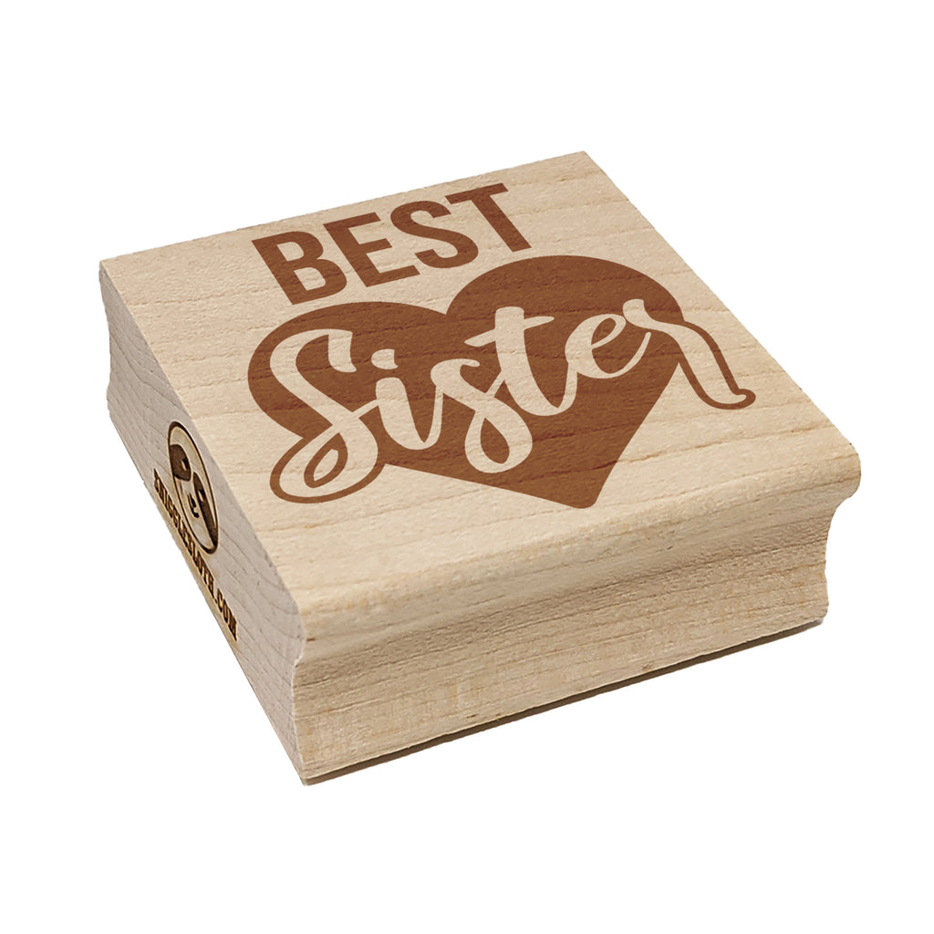 Best Sister in Heart Square Rubber Stamp for Stamping Crafting