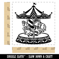 Carousel at a Carnival Fair Amusement Park Merry-Go-Round Square Rubber Stamp for Stamping Crafting