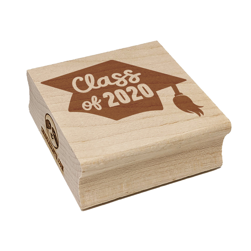Class of 2020 Written on Graduation Cap Square Rubber Stamp for Stamping Crafting