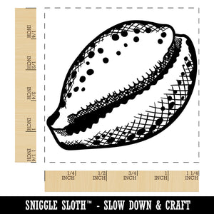 Cyprae Tigris Cowrie Hashmark Shaded Shell Beach Seashell Square Rubber Stamp for Stamping Crafting