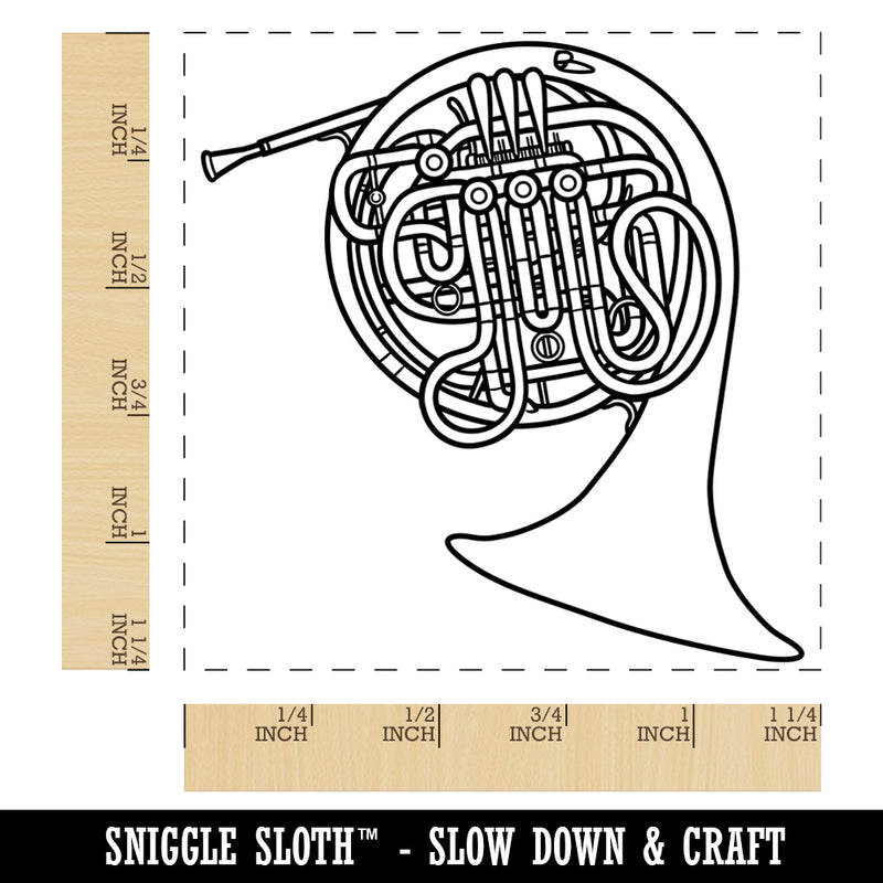 Double French Horn Brass Musical Instrument Square Rubber Stamp for Stamping Crafting