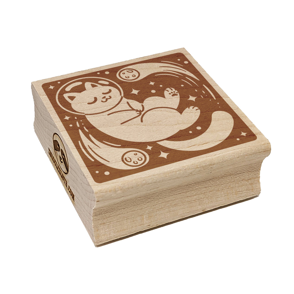 Dreamy Space Cat Square Rubber Stamp for Stamping Crafting