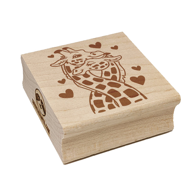 Giraffes in Love Necks Intertwined Anniversary Valentine's Day Square Rubber Stamp for Stamping Crafting
