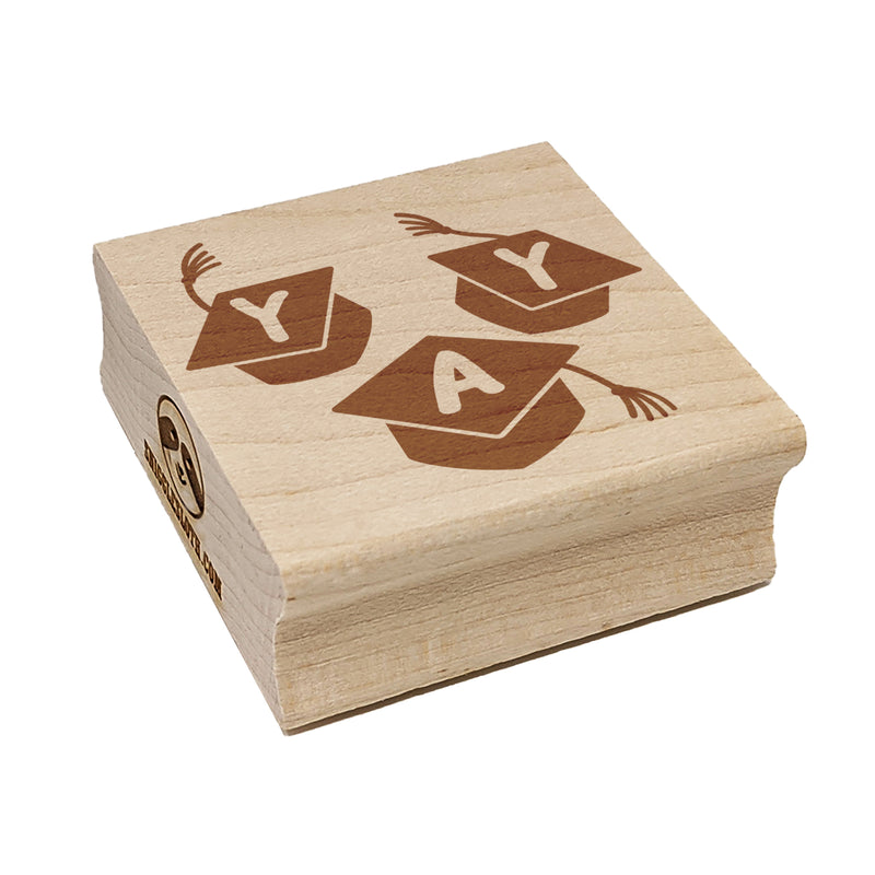 Graduation Caps Yay Graduate Congratulations Square Rubber Stamp for Stamping Crafting