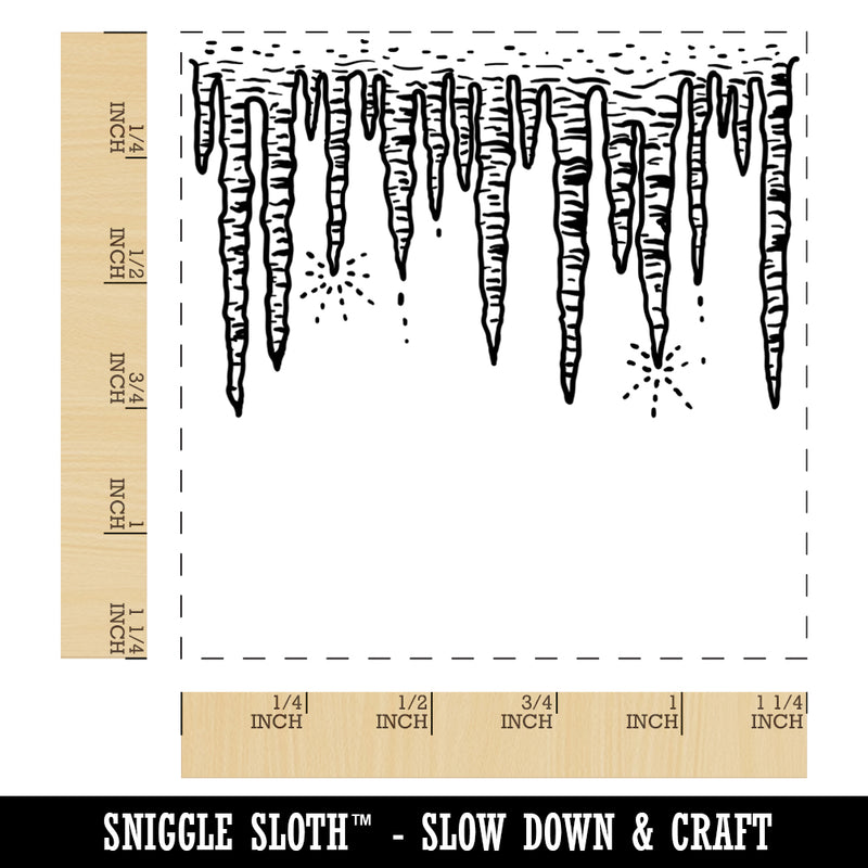 Hanging Winter Icicles Square Rubber Stamp for Stamping Crafting