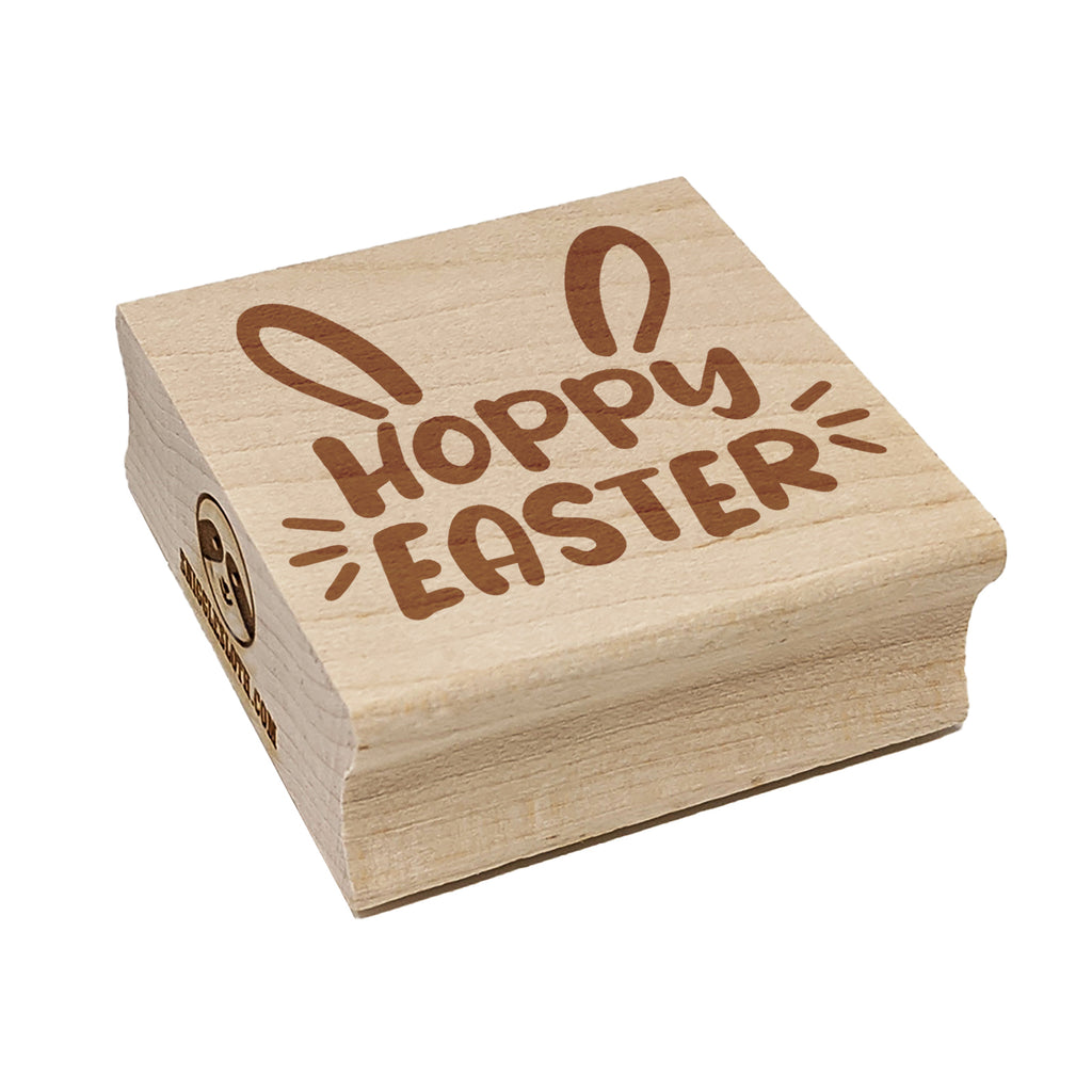 Hoppy Happy Easter Bunny Ears Square Rubber Stamp for Stamping Crafting